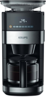 Krups Espressomachine KM8328 Malen met Grinder | 24-uurstimer | Graancontainer 180 g | Capaciteit 1,25 l voor maximaal 15 koppen koffie | Automatische uitschakelfunctie | 3 maalstanden | Zwart