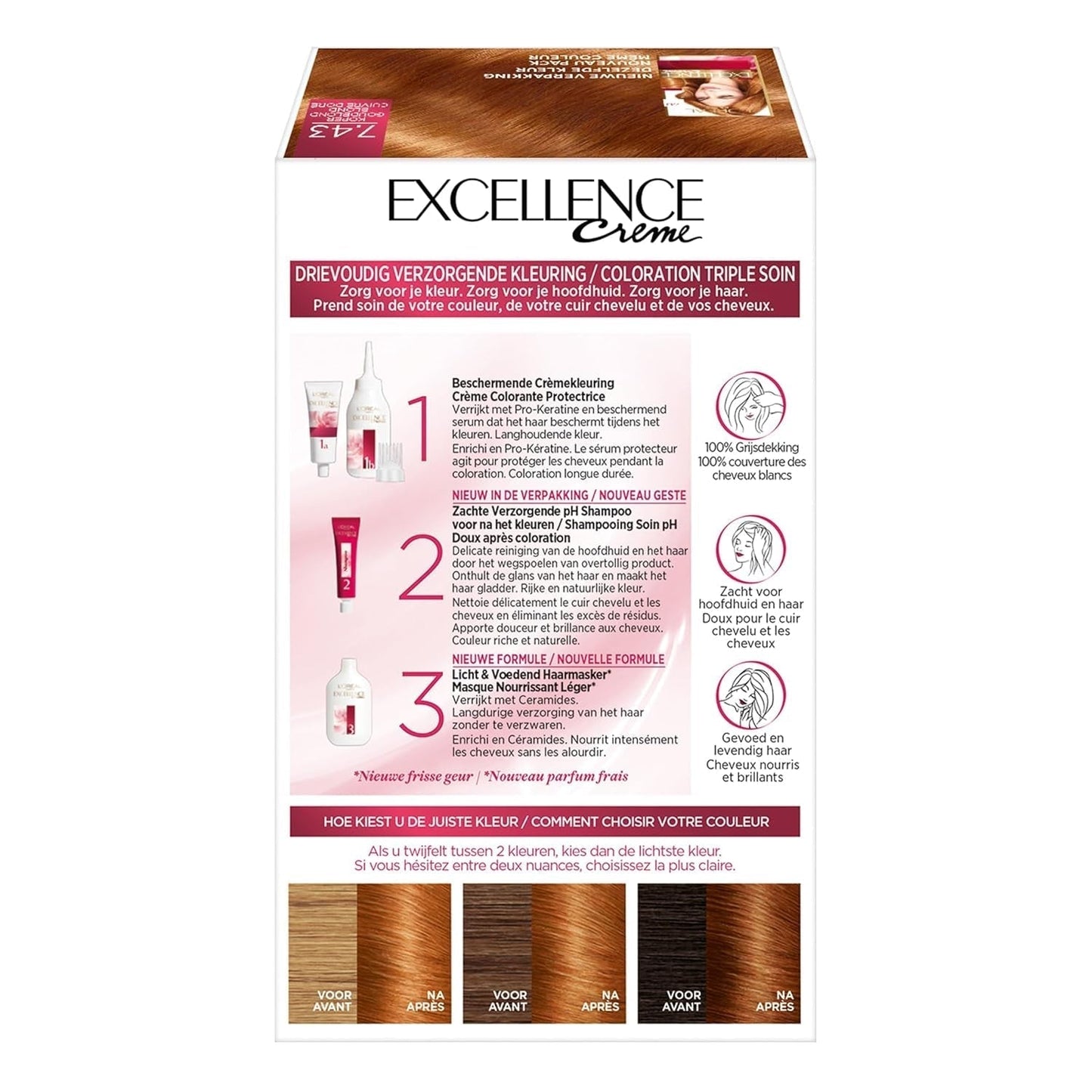 Paris Excellence Creme 7.43 Haarkleur Rood - Haarkleur (Rood, Blond Cuuvré Gold, België, 63 mm, 100 mm, 163 mm) Naty Shop Haarverf