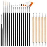 Hanyousheng 20 Stück Nagel Pinsel Set, 15 Stück Nageldesign Pinsel, 5 Stück Nail Art Dotting Tools voor DIY Nail Art Design
