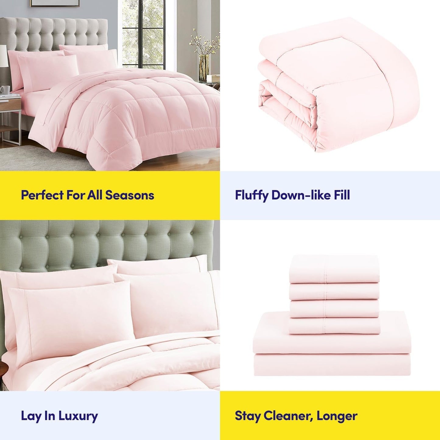 Sweet Home Collection All Seasons alternatief dekbed, warm, luxe, pluche, loft, microvezel, vulling, beddengoed, vol, lichtrood King Naty Shop Quilts en quilts