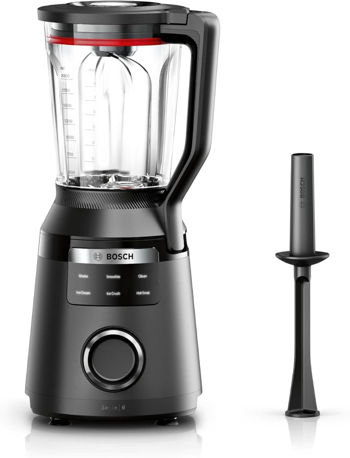 Highspeed-Standmixer Vitapower Serie 6 MMBD665B1, 45.000 U/Min, 6 Programma's Inkl Heiße Suppe & Reinigung, 2 L Mixbehälter, Stopfer, Spülmaschinenfeste Teile, Made in Europe, 1800W, Schwarz Kitchen Naty Shop