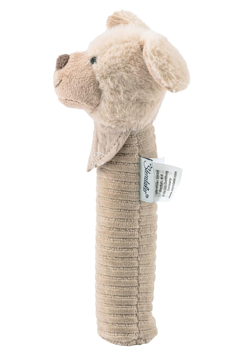 Sterntaler Babypieper Gelukshond - Babyspeelgoed van zacht pluizig materiaal met koord - Vangspeelgoed voor kinderen - Eerste pogingen om te vangen en te spelen, grijsbeige Bebe Toys Naty Shop