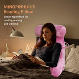 XL-leeskussen voor bed en bank met afneembare nekrol, ideaal rugkussen voor volwassenen met traagschuim voor comfortabel lezen, werken, spelen, tv kijken, ontspannen (roze)