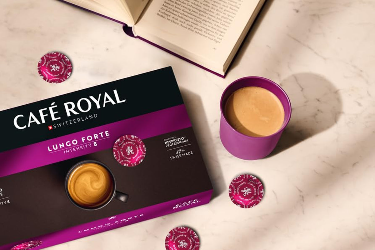 Café Royal Professional Pads, Lungo Forte, 50 Nespresso (R) Professional compatibele Pads voor Office en Gastronomie, Rainforest Alliance gezertifiziert, 100 Prozent Arabica Kaffee, Intensiteit 8