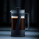 Bodum CREMA koffiezetapparaat (French Press-systeem, permanent roestvrijstalen filter, veiligheidsdop, 0,5 liter) zwart