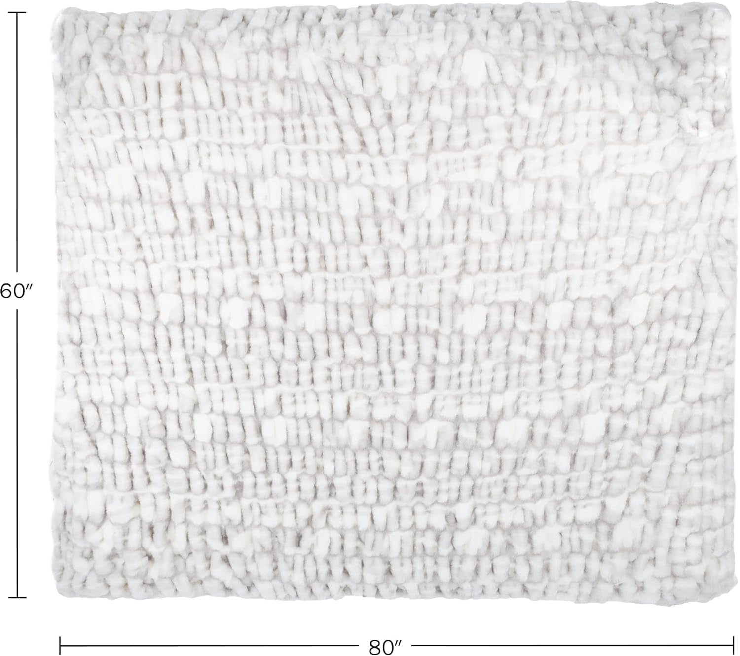 Lavish Home Oversized Gerüschte namaakbontdeken, 152,4 x 203,2 cm, jacquard namaakbont, queensize plaid voor bedden en banken, grijze bedden en dekens Lavish Home