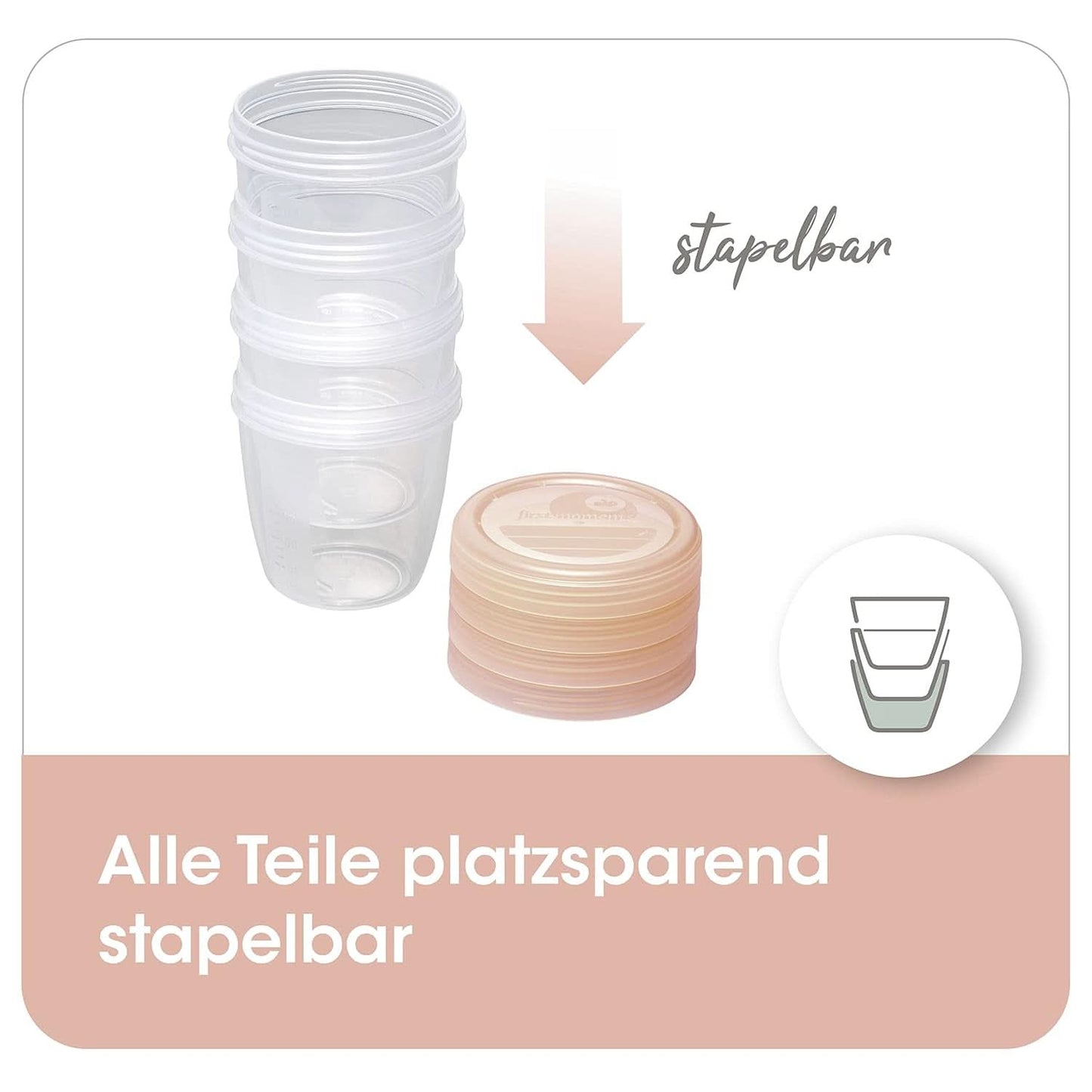 Moedermelkcontainers NIP First Moments 150 ml, 4 stuks: stapelbaar en lekvrij Accessoires Voeding en Borstvoeding Bebe Naty Shop