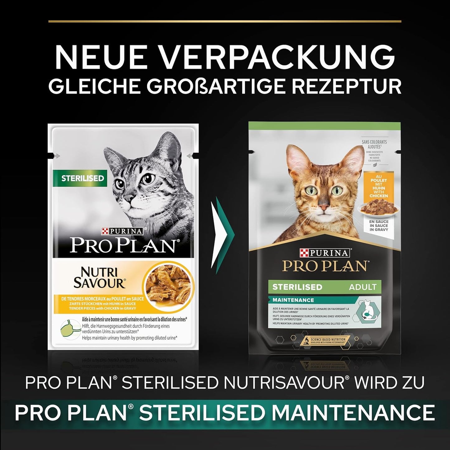 Pro Plan nat gesteriliseerd voer voor volwassen katten met kuikens, verpakking van 26 (26 x 85 g)