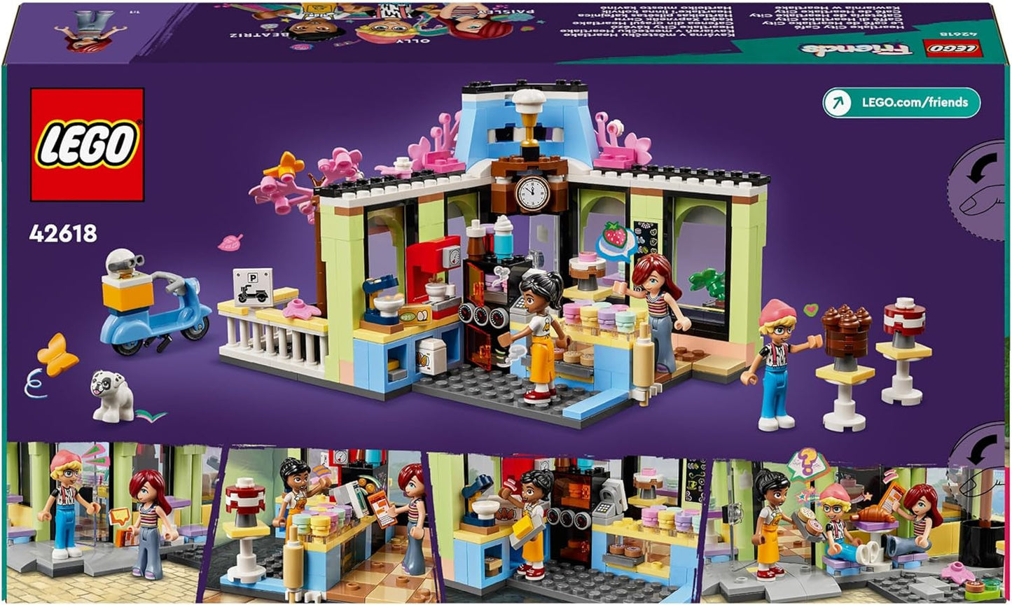 LEGO Friends Heartlake City Café, kinderspeelgoed, speelgoedbakkerij, cadeau-idee voor meisjes en jongens vanaf 6 jaar, set van 3 speelfiguren en hondenfiguur 42618 Bouwsets Besuche in LEGO-Store