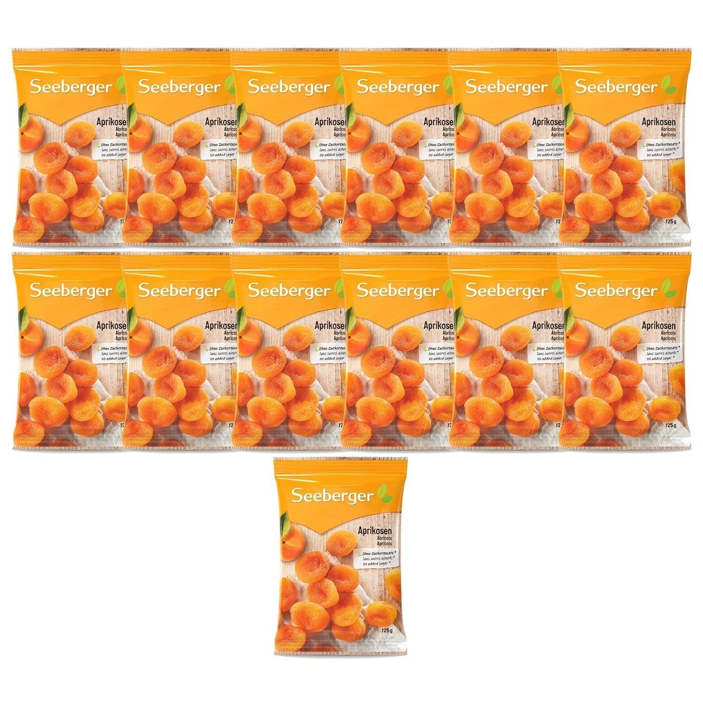 Seeberger Abrikozen: Extra grote, zongerijpte en fel oranje abrikozen - zoete, fruitige smaak - suikervrij - gedroogd - ontpit, vegan (1 x 125g) Naty Shop Gedehydrateerde Producten
