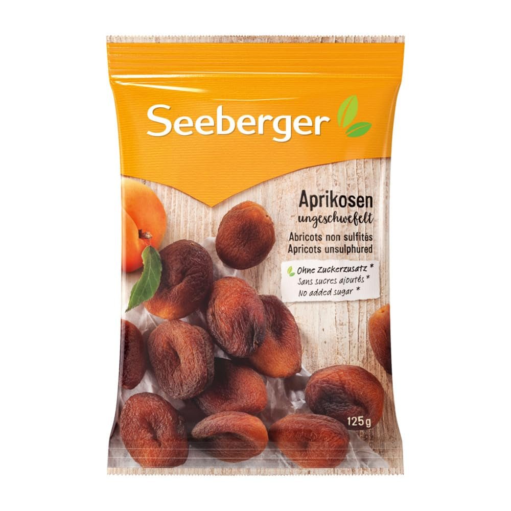 Seeberger ongezwavelde abrikozen: onbehandelde gedroogde abrikozen met een zoete, fruitige smaak - zonder toegevoegde suikers - pitloos, veganistisch (1 x 125 g) Naty Shop gedehydrateerde producten 125 g (pak van 13)
