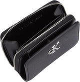 Calvin Klein damesportemonnee met minimale monogram en ritssluiting rond, zwart (zwart), één maat Naty Shop damesportemonnee