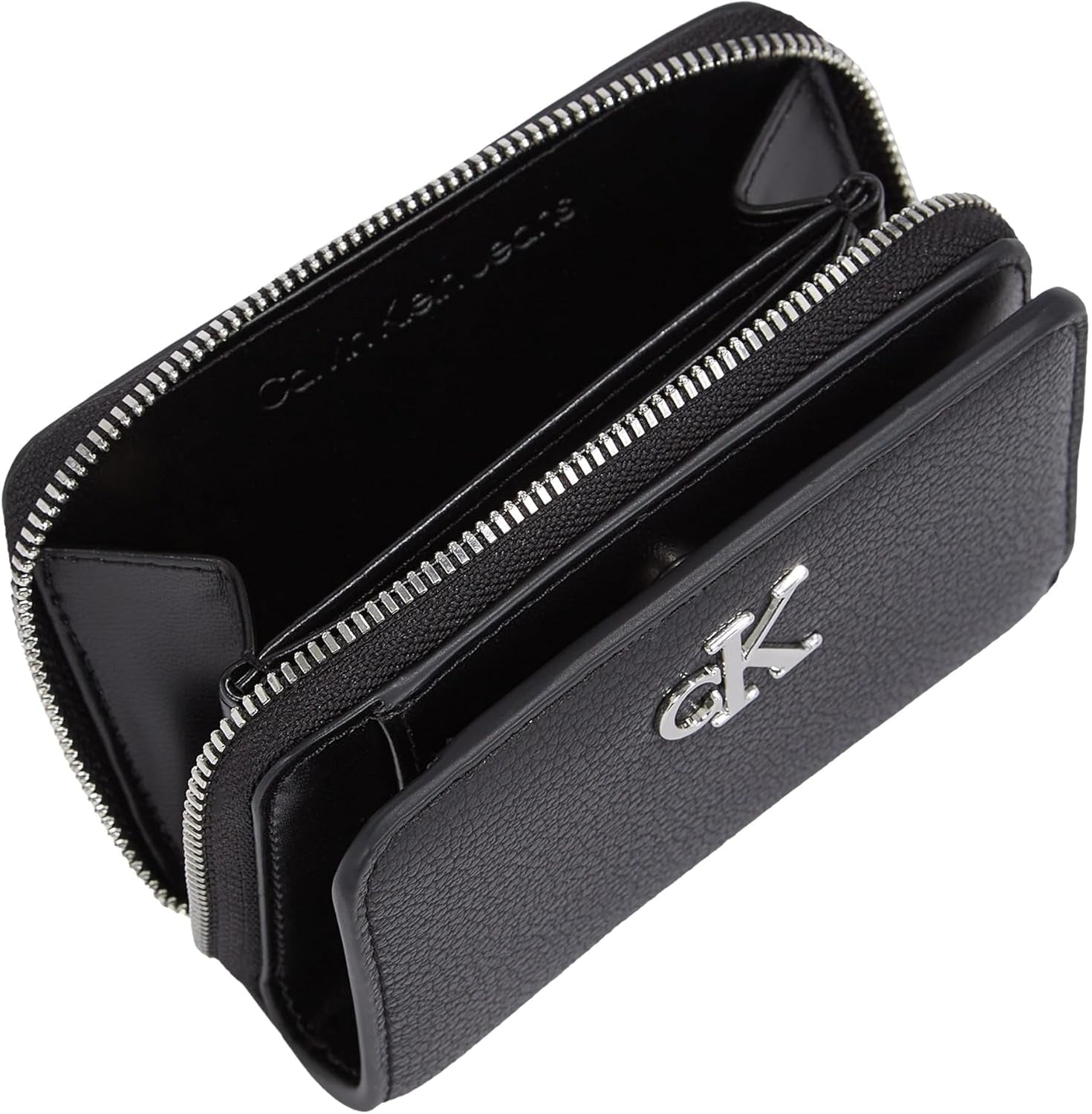 Calvin Klein damesportemonnee met minimale monogram en ritssluiting rond, zwart (zwart), één maat Naty Shop damesportemonnee
