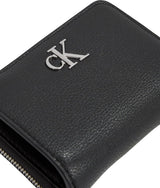Calvin Klein damesportemonnee met minimale monogram en ritssluiting rond, zwart (zwart), één maat Naty Shop damesportemonnee