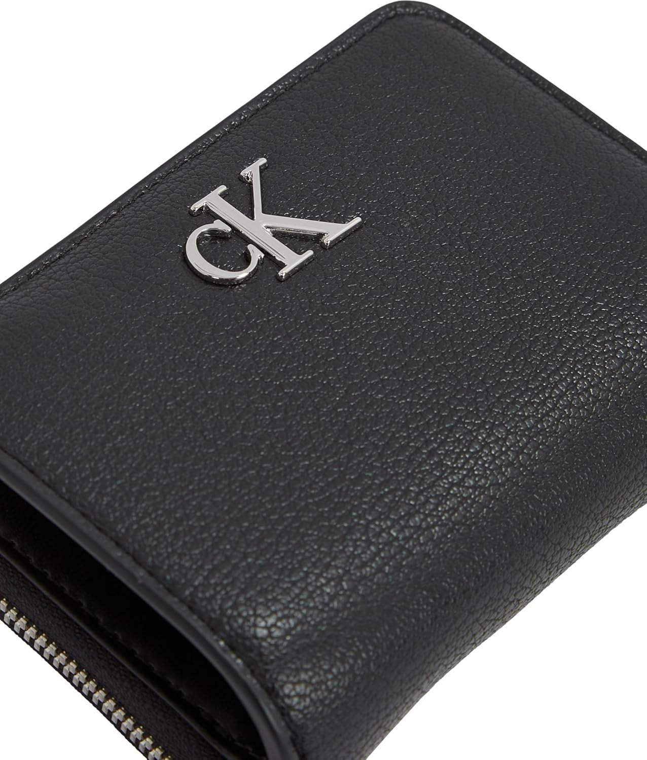 Calvin Klein damesportemonnee met minimale monogram en ritssluiting rond, zwart (zwart), één maat Naty Shop damesportemonnee