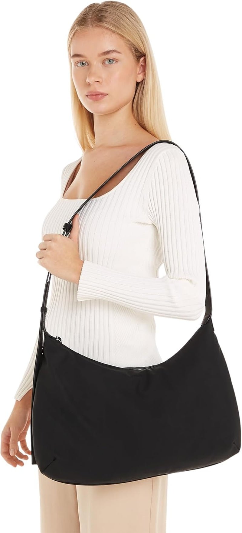 Calvin Klein Dames Tote Bag Tas Zacht Medium Groot met ritssluiting, Zwart (Ck Black), Maat één Damestassen Naty Shop