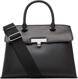 Calvin Klein Dames Turn Lock Satchel - 2 in 1 Veganistisch Leer 3 Zakken Becky Turnlock Schoudertas Zwart/Zilver Damestassen Naty Shop Standaardtitel
