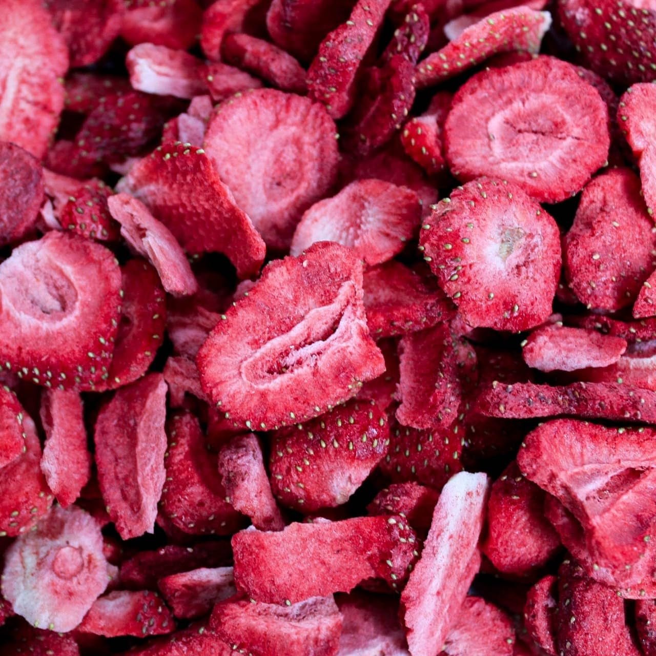 Gevriesdroogde aardbeien 150g - Gevriesdroogde aardbeischijfjes - Gevriesdroogd gedroogd fruit - Gedroogd aardbeifruit - Ideaal voor bakken, decoratie, snacks, muesli, desserts Gedroogde producten Naty Shop