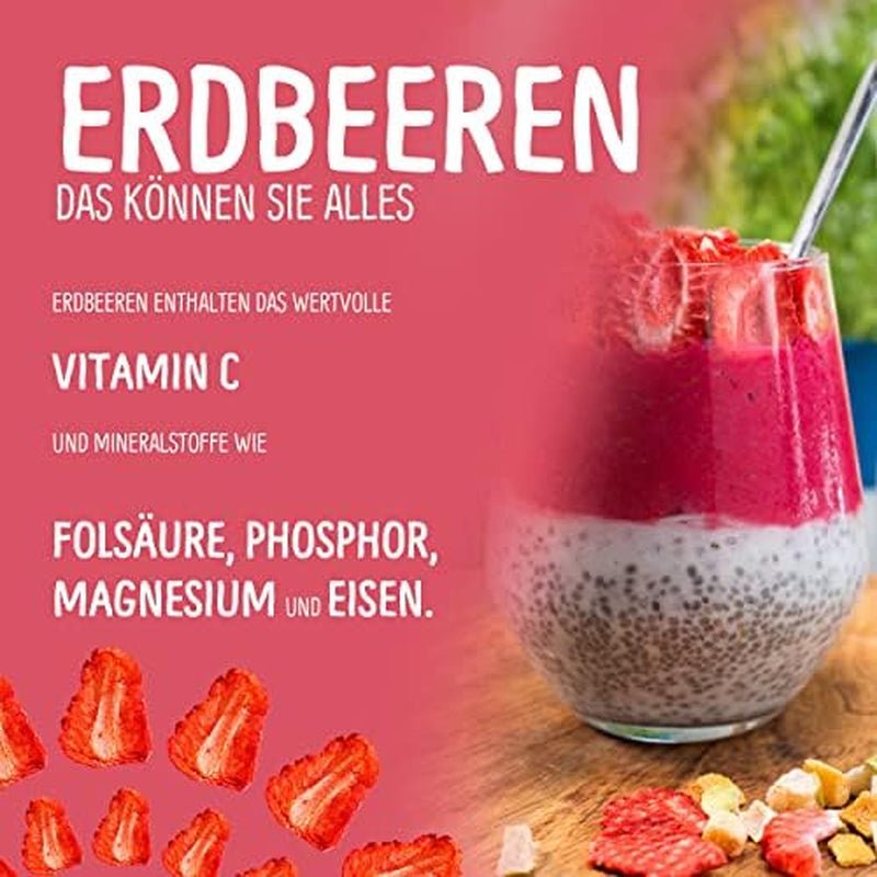 Gevriesdroogde aardbeien 300g: ongezoete gedroogde aardbeienschijfjes - Gevriesdroogde aardbeien met puur fruit, vol van smaak: gevriesdroogde bessen - NUTRIPUR gedroogd fruit Gedroogde producten Naty Shop