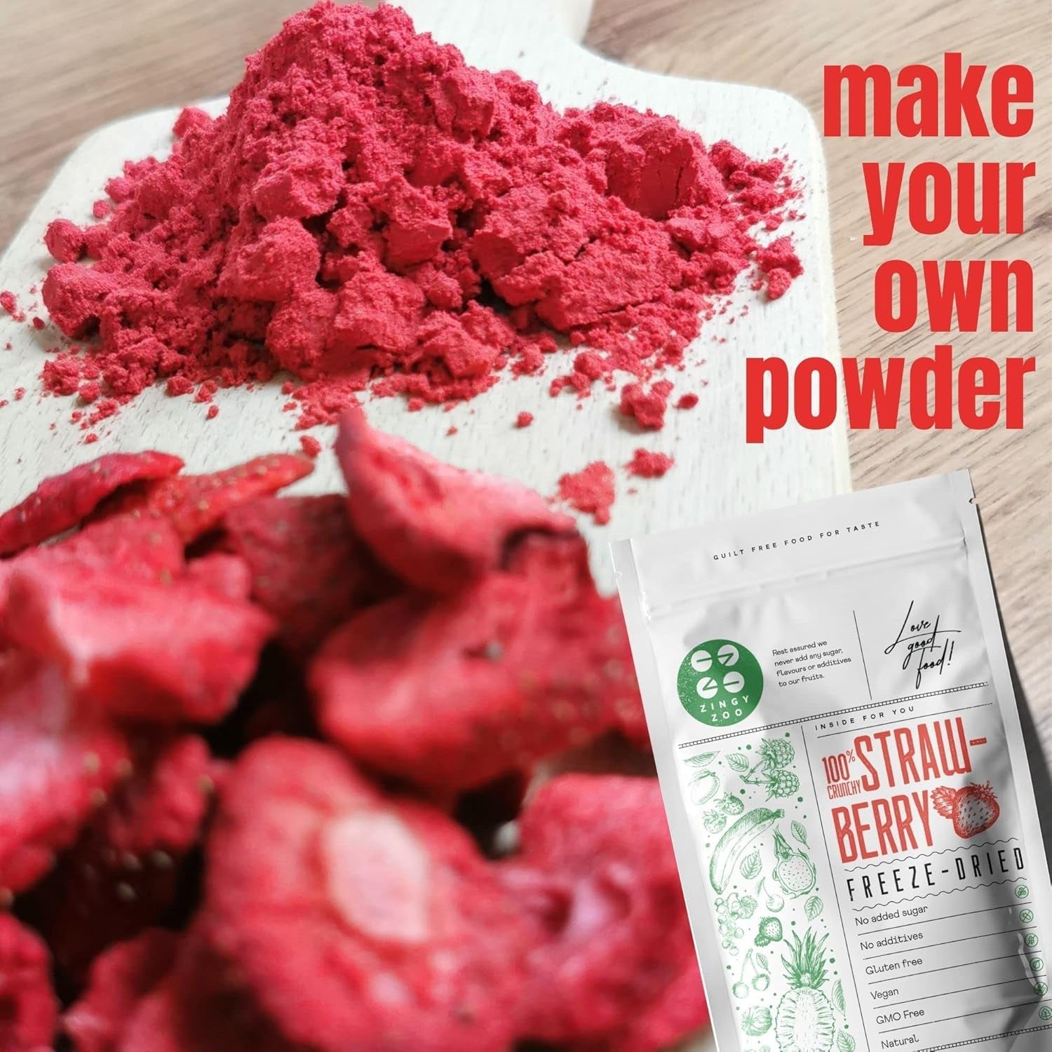 Gevriesdroogde aardbeien | Gevriesdroogd fruit Gevriesdroogd | Gedroogd fruit zonder suiker Gedroogd fruit | Gedroogde aardbeien Gevriesdroogd | Gevriesdroogd fruit (90g) Gedroogde producten Naty Shop