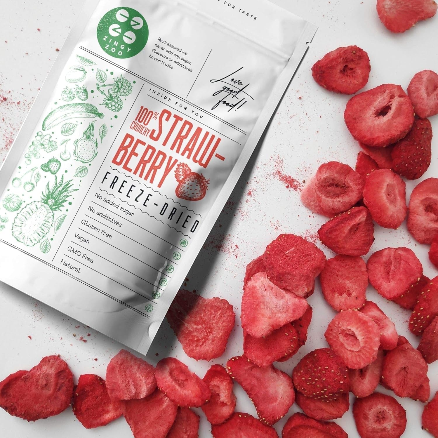 Gevriesdroogde aardbeien | Gevriesdroogd fruit Gevriesdroogd | Gedroogd fruit zonder suiker Gedroogd fruit | Gedroogde aardbeien Gevriesdroogd | Gevriesdroogd fruit (90g) Gedroogde producten Naty Shop
