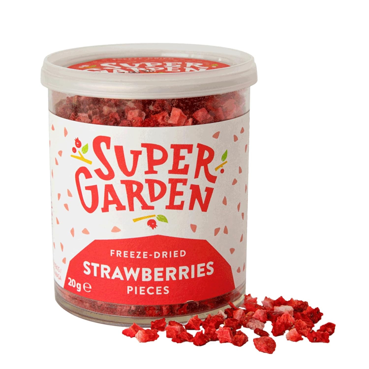 Super Garden Gevriesdroogde Aardbeien | Heerlijk en 100% puur gevriesdroogd fruit | Hele gedroogde aardbeien voor gezonde snacks of bakken | Gevriesdroogde aardbeien 19g Gedroogde producten Naty Shop Aardbeiencake