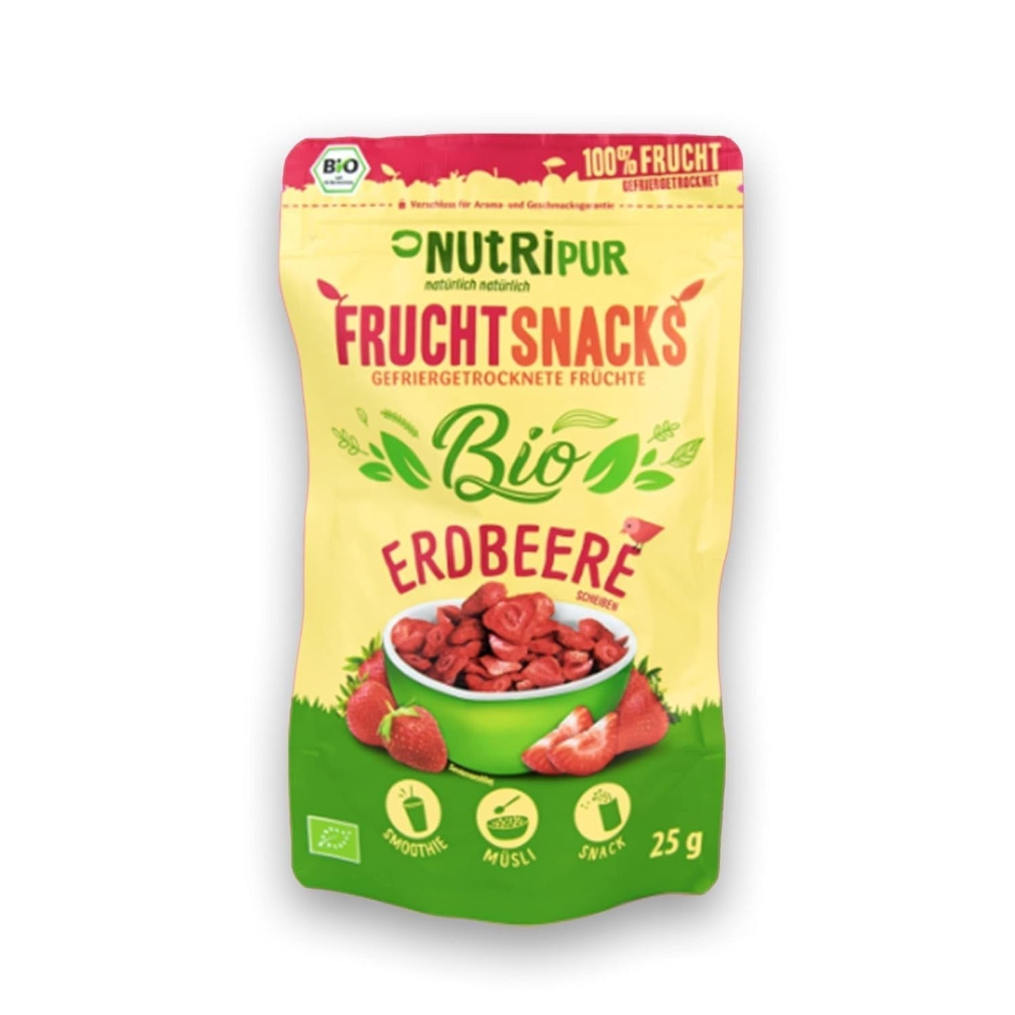 Biologische gevriesdroogde aardbeien: 70g gedroogde aardbeien voor smoothie bowls, muesli, paptoppings - gevriesdroogde bessen zonder toegevoegde suiker - gevriesdroogde aardbeien - NutriPur fruit Gedroogde producten Naty Shop Standaard titel