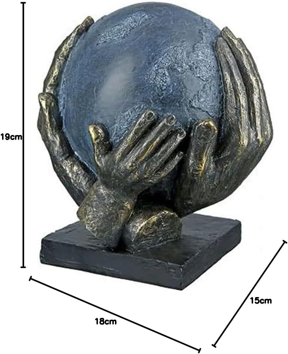 Casablanca modern design GILDE Deco Sculptuur Figuur Red de wereld - Wereldbol in handen - Hoogte 19 cm Beeldjes en sculpturen Naty Shop