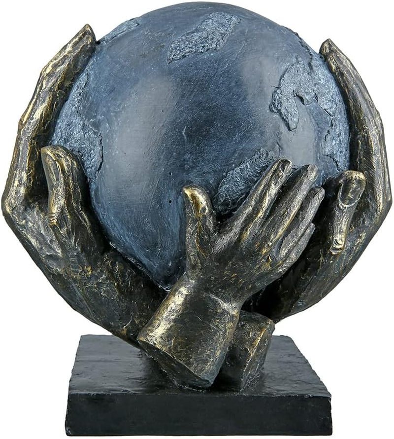 Casablanca modern design GILDE Deco Sculptuur Figuur Red de wereld - Wereldbol in handen - Hoogte 19 cm Beeldjes en sculpturen Naty Shop