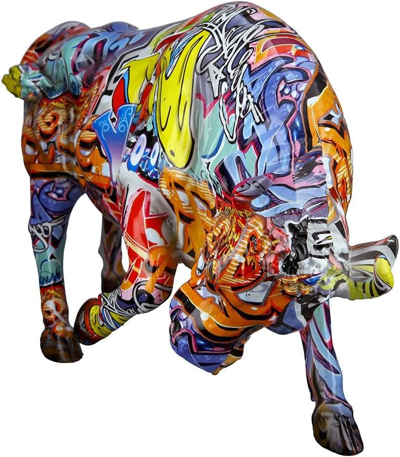 Casablanca decoratief stierdierbeeldje - gemaakt van kunsthars in street art design - kleur: veelkleurig hoogte 27 cm Beeldjes en sculpturen Naty Shop