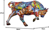 Casablanca decoratief stierdierbeeldje - gemaakt van kunsthars in street art design - kleur: veelkleurig hoogte 27 cm Beeldjes en sculpturen Naty Shop