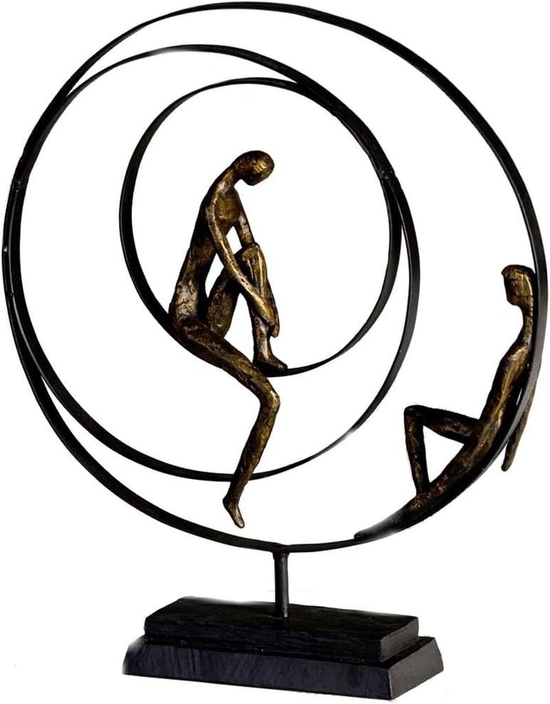 Casablanca decoratief sculptuur beeldje - Gemaakt van kunsthars - Model: Patience - Kleuren: Brons Zwart - Decoratieve woonkamer - Hoogte 41 cm Beeldjes en sculpturen Naty Shop Patience