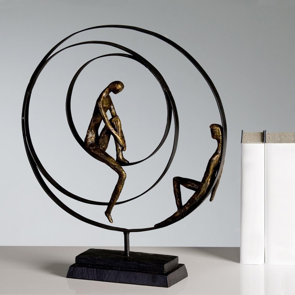 Casablanca decoratief sculptuur beeldje - Gemaakt van kunsthars - Model: Patience - Kleuren: Zwart Brons - Decoratieve woonkamer - Hoogte 41 cm Beeldjes en sculpturen Naty Shop