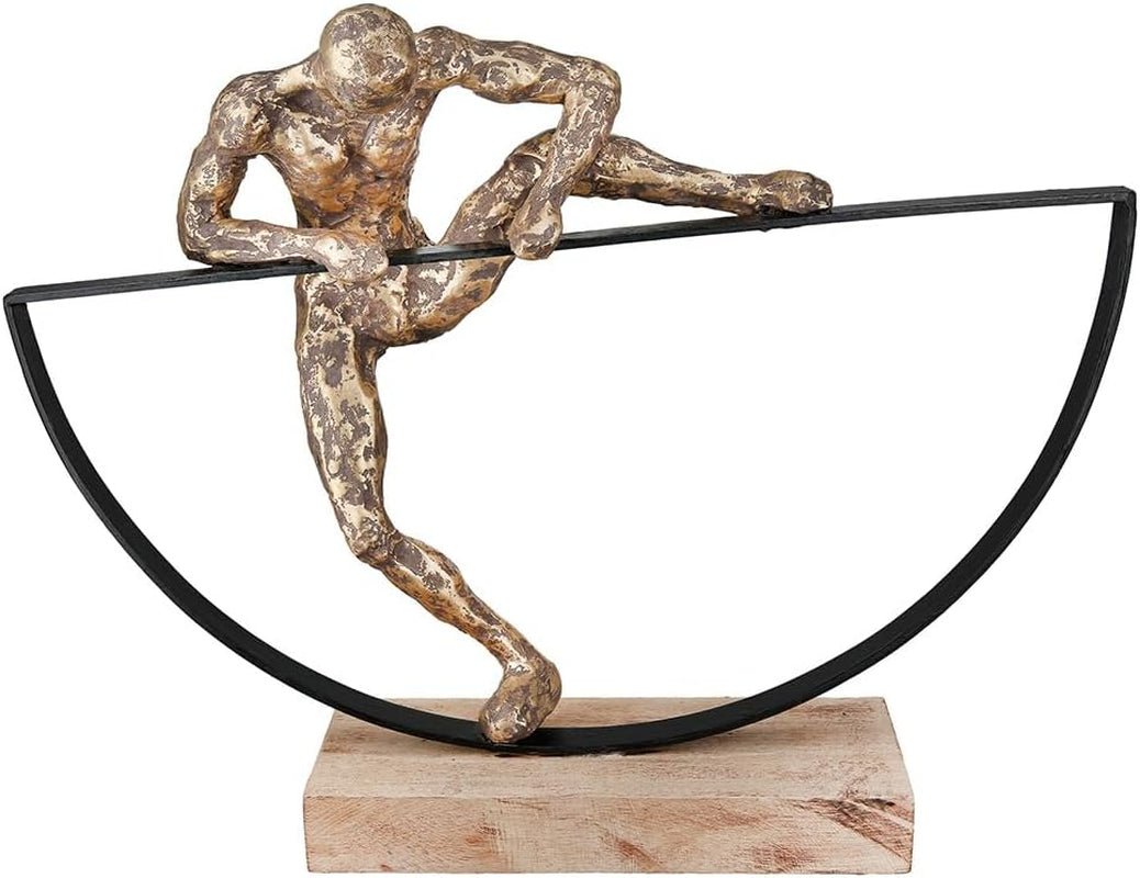 Casablanca groot decoratief beeld - aluminium hout rond beeld kleur: natuurlijk zilver - woonkamerdecoratie verjaardagscadeau hoogte 46 cm Beeldjes en sculpturen Naty Shop Brons Hoogte 32 cm