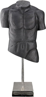 Casablanca groot decoratief beeld - rond aluminium houten beeld kleur: natuurlijk zilver - woonkamerdecoratie verjaardagscadeau hoogte 46 cm Beeldjes en sculpturen Naty Shop Antraciet Hoogte 55 cm