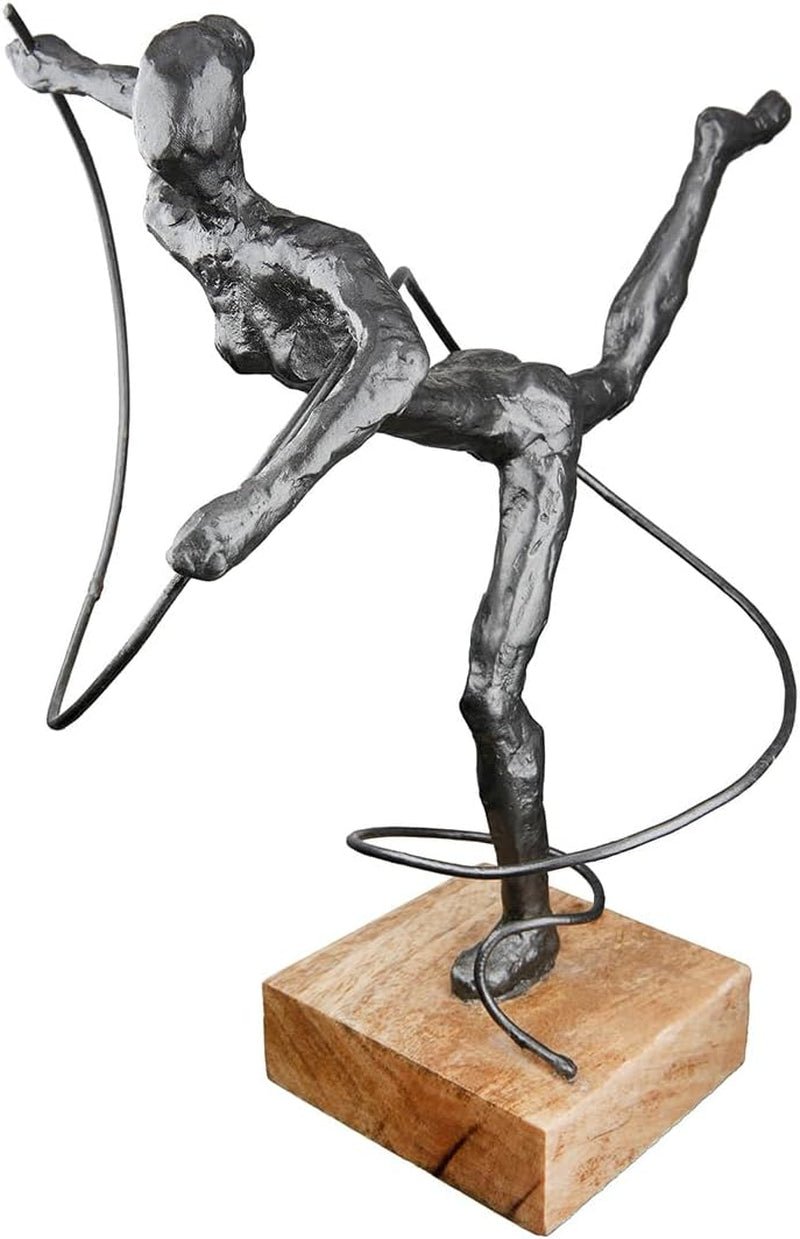 Casablanca groot decoratief beeld - rond aluminium houten beeld kleur: natuurlijk zilver - woonkamerdecoratie verjaardagscadeau hoogte 46 cm Beeldjes en sculpturen Naty Shop Antraciet Hoogte 30 cm