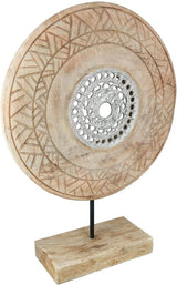 Casablanca groot decoratief beeld - rond aluminium houten beeld kleur: natuurlijk zilver - woonkamerdecoratie verjaardagscadeau hoogte 46 cm Beeldjes en sculpturen Naty Shop