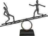 Casablanca groot decoratief beeld - rond aluminium houten beeld kleur: natuurlijk zilver - woonkamerdecoratie verjaardagscadeau hoogte 46 cm Beeldjes en sculpturen Naty Shop Antraciet, zilver Hoogte 35 cm