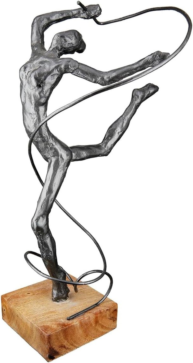 Casablanca groot decoratief beeld - rond aluminium houten beeld kleur: natuurlijk zilver - woonkamerdecoratie verjaardagscadeau hoogte 46 cm Beeldjes en sculpturen Naty Shop Antraciet Hoogte 36,5 cm