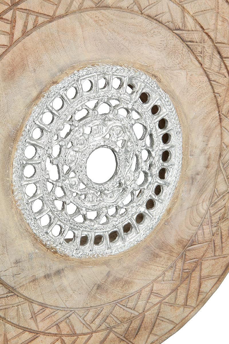 Casablanca groot decoratief beeld - rond aluminium houten beeld kleur: natuurlijk zilver - woonkamerdecoratie verjaardagscadeau hoogte 46 cm Beeldjes en sculpturen Naty Shop