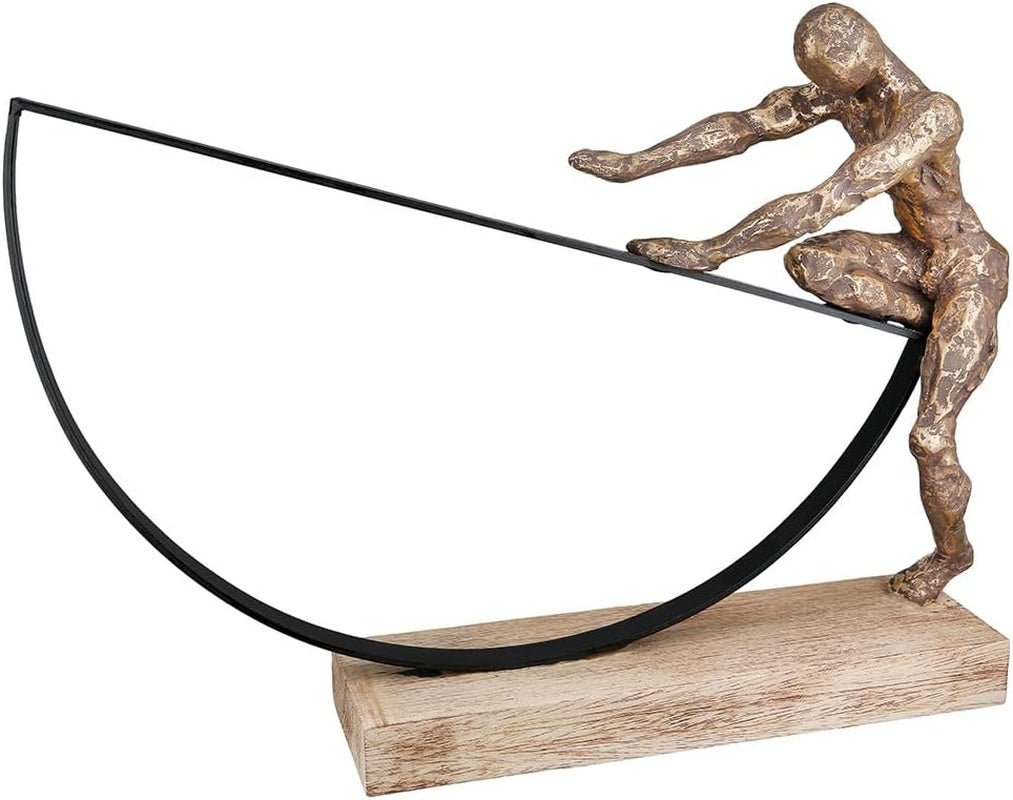 Casablanca groot decoratief beeld - rond aluminium houten beeld kleur: natuurlijk zilver - woonkamerdecoratie verjaardagscadeau hoogte 46 cm Beeldjes en sculpturen Naty Shop Brons Hoogte 29,5 cm