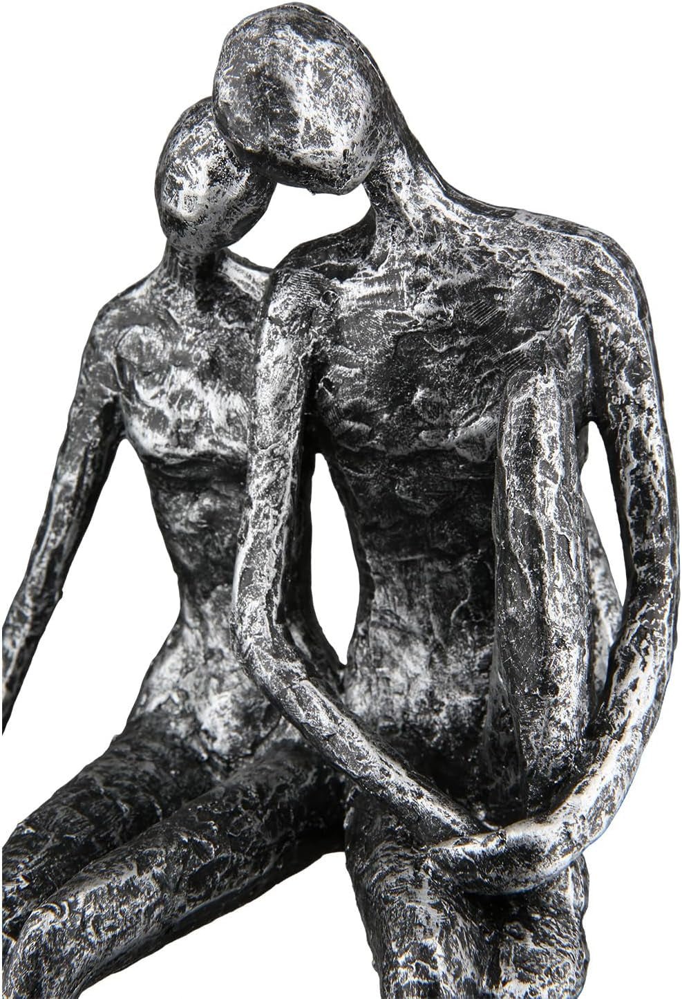 Casablanca Sculptuur - Decoratief beeldje van een koppel - Polyresin - Kleur: antiek zilver Hoogte 25 cm Beeldjes en sculpturen Naty Shop