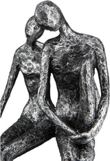 Casablanca Sculptuur - Decoratief beeldje van een koppel - Polyresin - Kleur: antiek zilver Hoogte 25 cm Beeldjes en sculpturen Naty Shop
