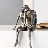 Casablanca Sculptuur - Decoratief beeldje van een koppel - Polyresin - Kleur: antiek zilver Hoogte 25 cm Beeldjes en sculpturen Naty Shop