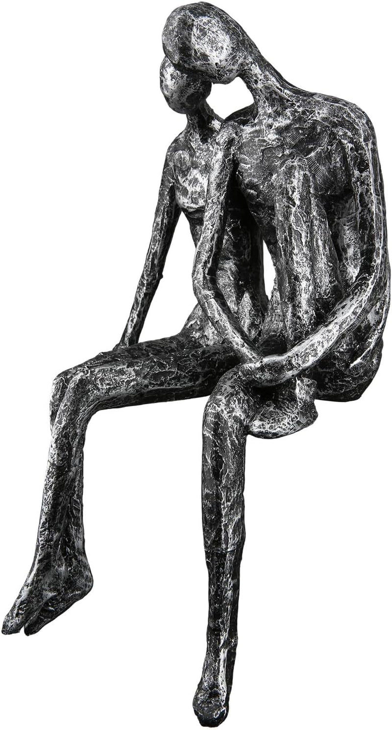 Casablanca Sculptuur - Decoratief beeldje van een koppel - Polyresin - Kleur: antiek zilver Hoogte 25 cm Beeldjes en sculpturen Naty Shop