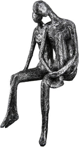 Casablanca Sculptuur - Decoratief beeldje van een koppel - Polyresin - Kleur: antiek zilver Hoogte 25 cm Beeldjes en sculpturen Naty Shop