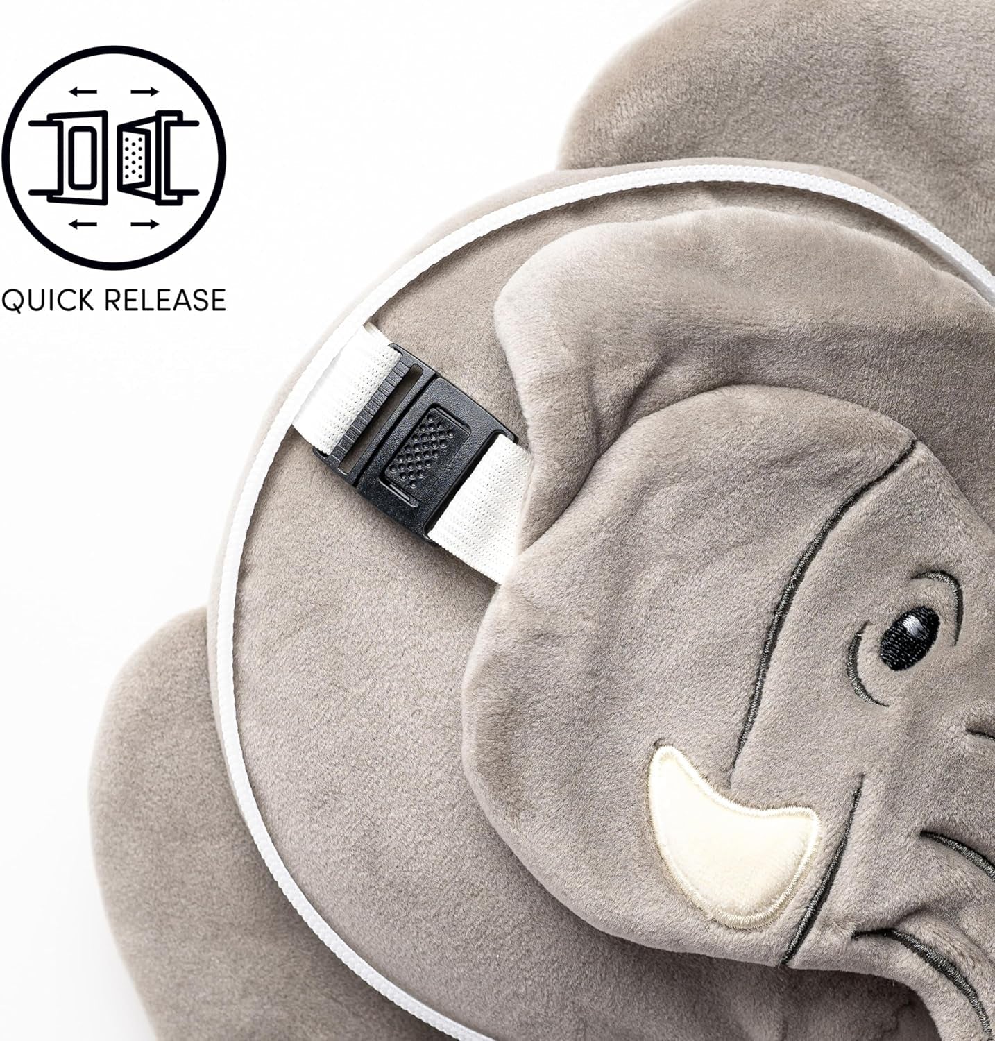 Reiskussen, rond, pluche, olifant en oogmasker, unisex, één maat, unisex, taille Unieke reiskussens Naty Shop