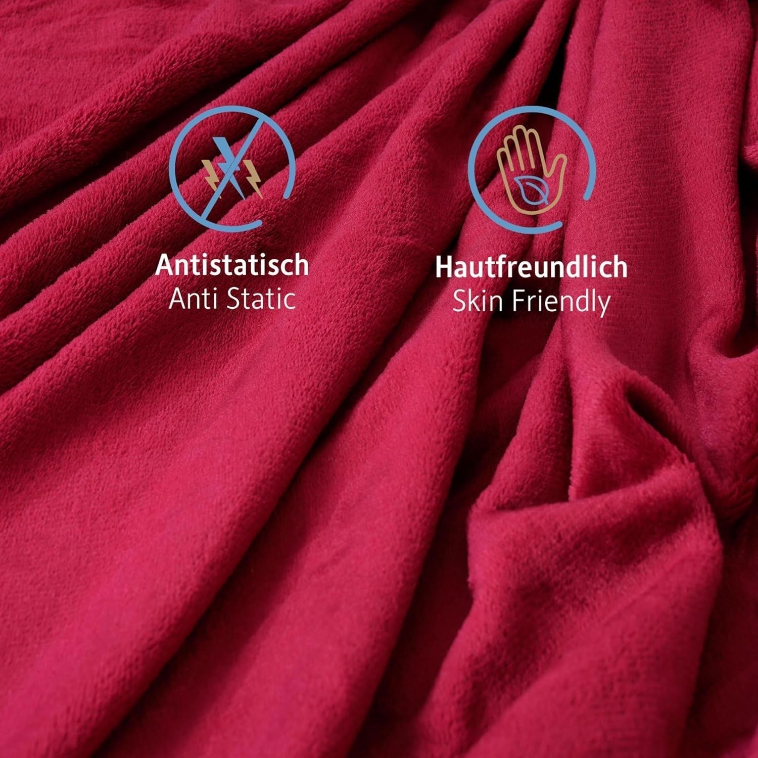 Komfortec gezellige deken 150X200 Cm, Oeko-Tex gecertificeerde pluizige fleecedeken, warme sherpadeken voor de bank, dikke deken voor de bank, bordeauxrode bedden en dekens Besuche den Komfortec-Store