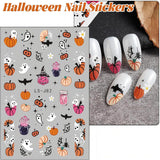 Nagelsticker Halloween, 8 Blätter Halloween Nagelsticker, Kürbis Nagelsticker, Nail Art, Nagel Charms, Nagel Zubehör, Nageldesign, Kerstmis (Typ A)