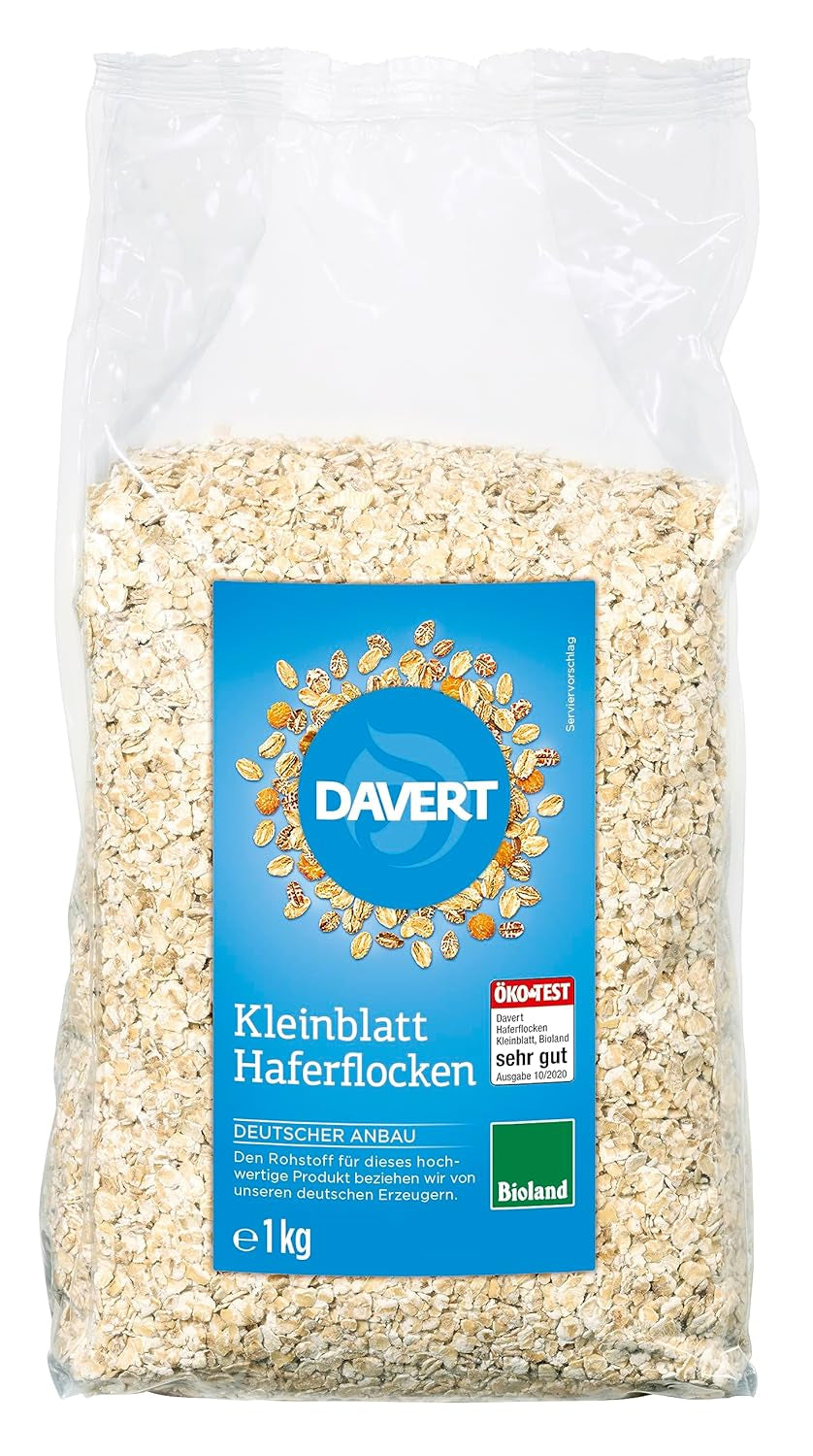 Davert Bioland Small Leaf Havermout 1kg – Gemaakt van hele haverkorrels, een waardevol heel product – 100% biologische kwaliteit Davert (1 x 1kg)